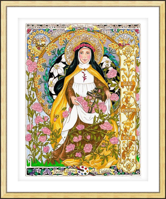 Wall Frame Gold, Matted - St. Thérèse of Lisieux by B. Nippert