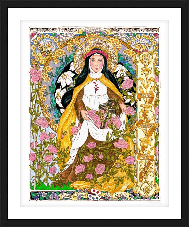 Wall Frame Black, Matted - St. Therese of Lisieux by Brenda Nippert - Trinity Stores