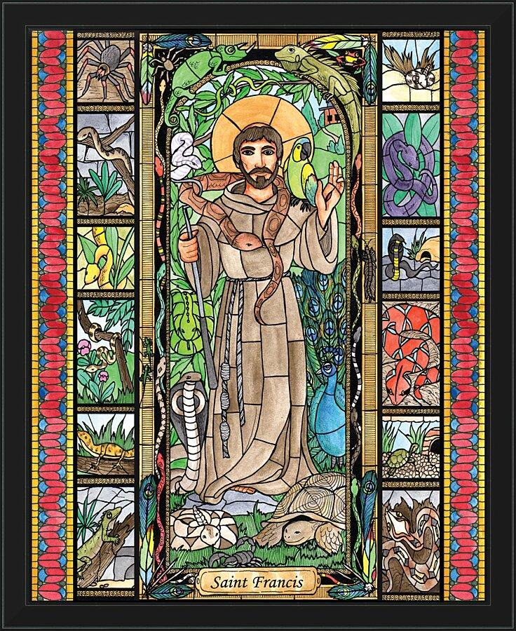 Wall Frame Black - St. Francis - Patron of Exotic Animals by Brenda Nippert - Trinity Stores