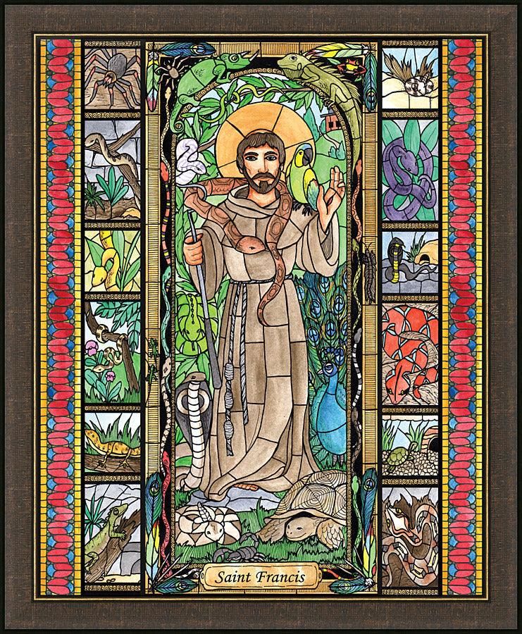 Wall Frame Espresso - St. Francis - Patron of Exotic Animals by Brenda Nippert - Trinity Stores