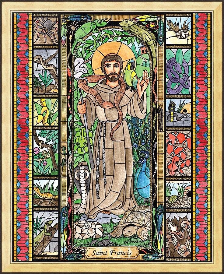 Wall Frame Gold - St. Francis - Patron of Exotic Animals by Brenda Nippert - Trinity Stores