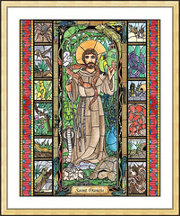Wall Frame Gold - St. Francis - Patron of Exotic Animals by B. Nippert
