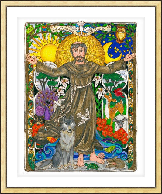 Wall Frame Gold, Matted - St. Francis of Assisi by B. Nippert
