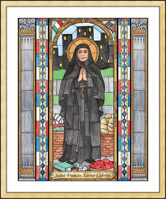 Wall Frame Gold, Matted - St. Frances Xavier Cabrini by B. Nippert
