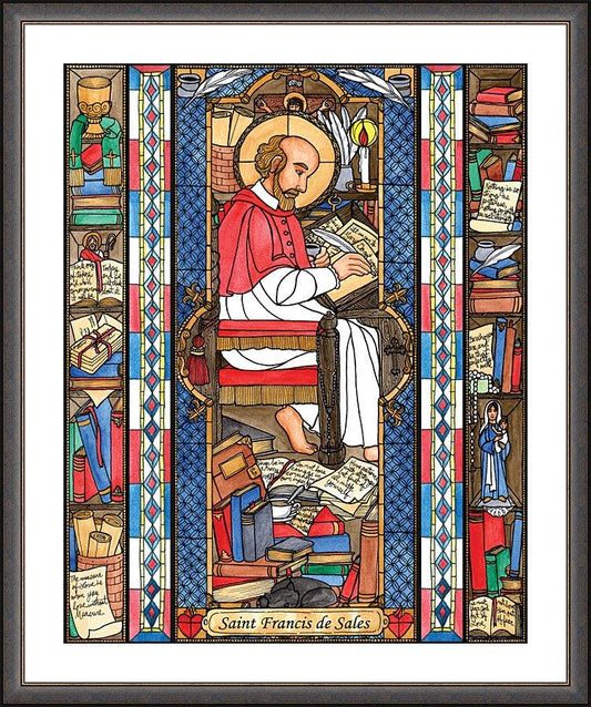 Wall Frame Espresso, Matted - St. Francis de Sales by B. Nippert