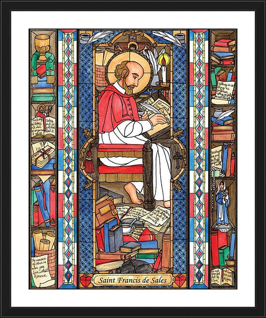 Wall Frame Black, Matted - St. Francis de Sales by B. Nippert