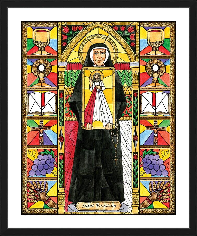Wall Frame Black, Matted - St. Faustina by Brenda Nippert - Trinity Stores
