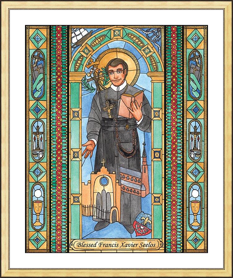 Wall Frame Gold, Matted - Bl. Francis Xavier Seelos by Brenda Nippert - Trinity Stores