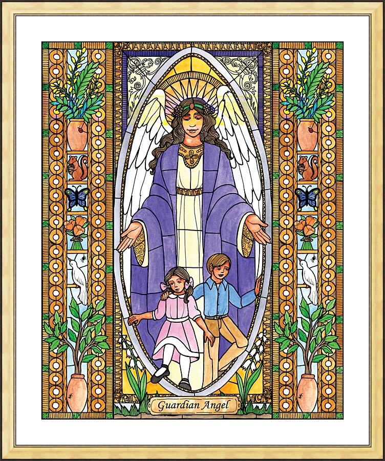 Wall Frame Gold, Matted - Guardian Angel by Brenda Nippert - Trinity Stores