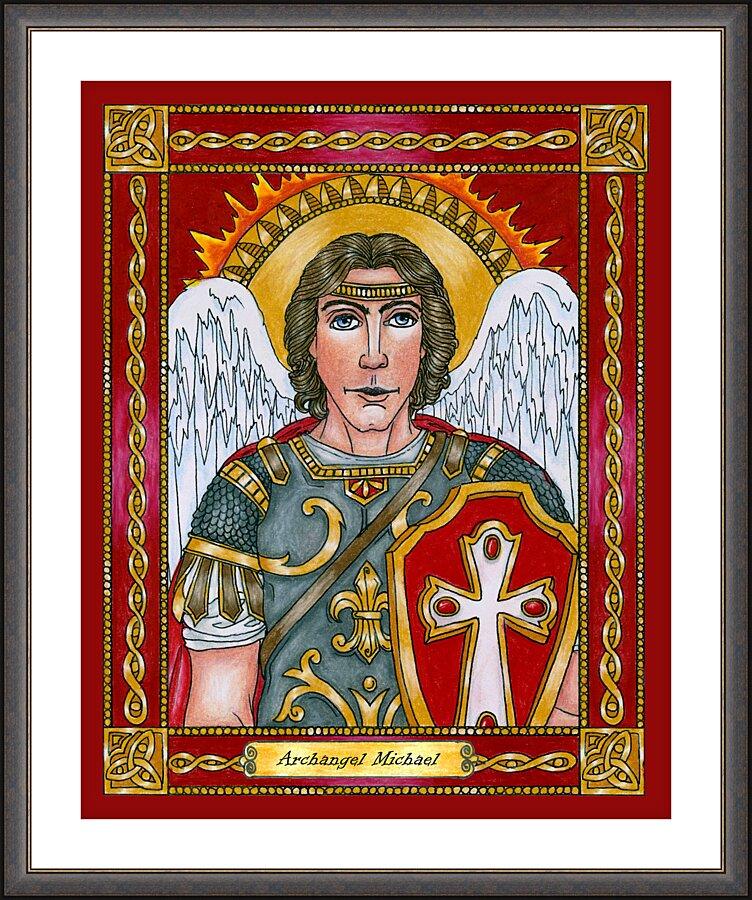 Wall Frame Espresso, Matted - St. Michael Archangel by Brenda Nippert - Trinity Stores