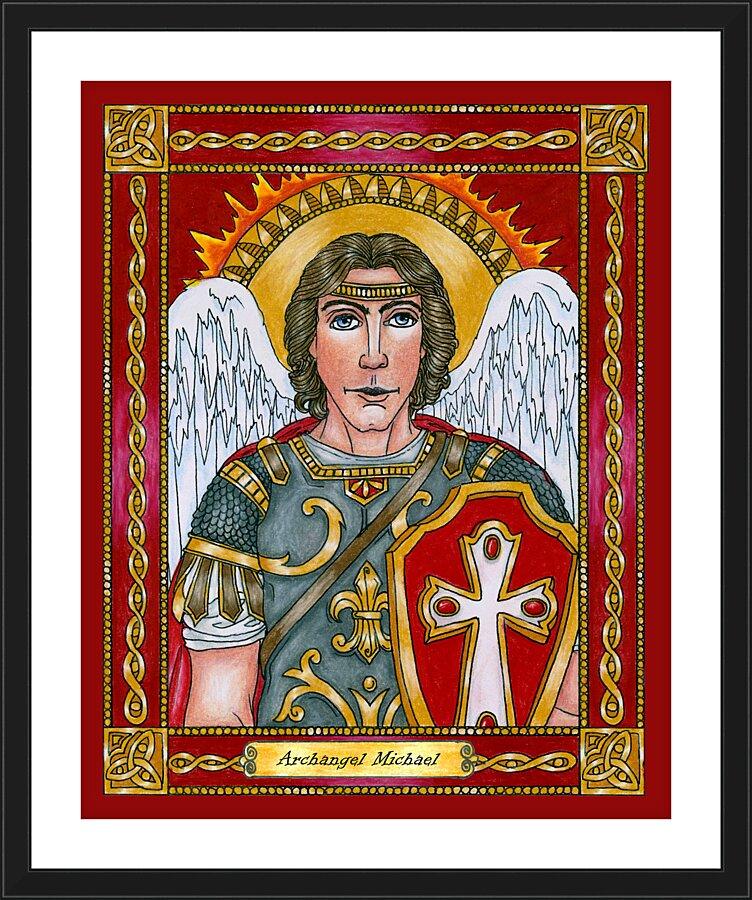 Wall Frame Black, Matted - St. Michael Archangel by Brenda Nippert - Trinity Stores