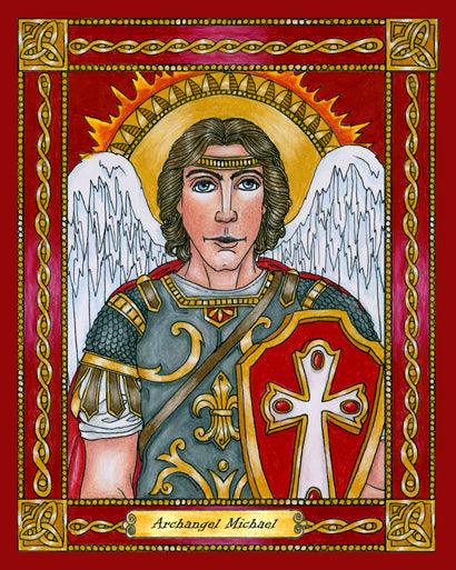 Wall Frame Espresso, Matted - St. Michael Archangel by Brenda Nippert - Trinity Stores