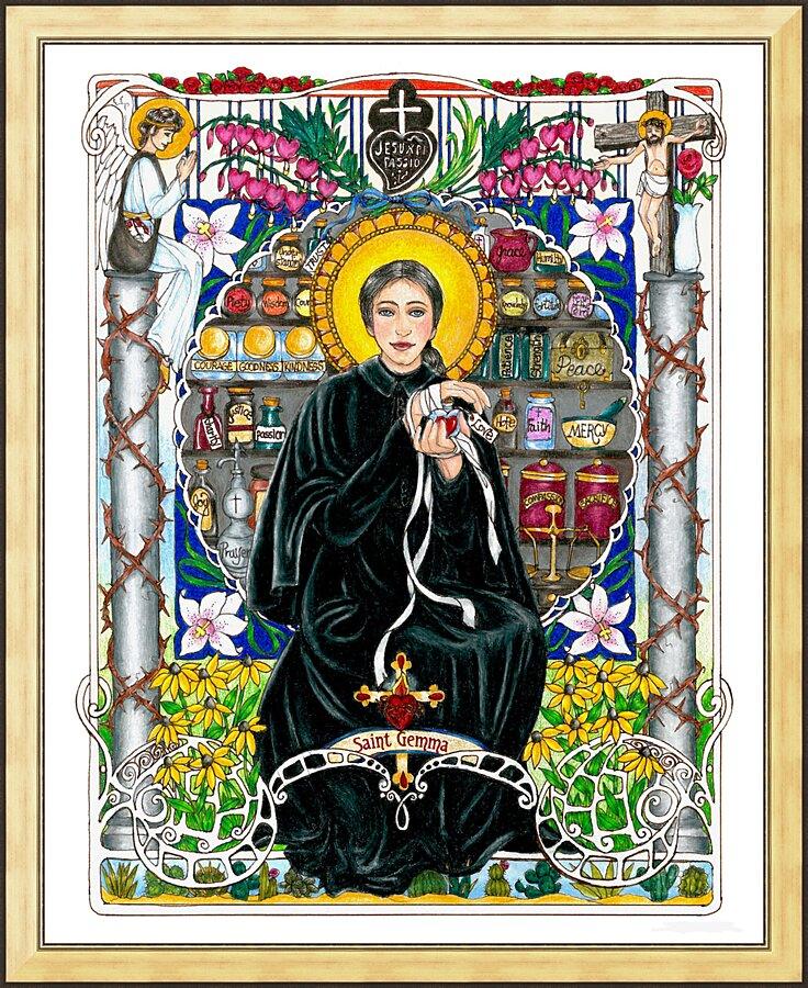 Wall Frame Gold - St. Gemma Galgani by Brenda Nippert - Trinity Stores