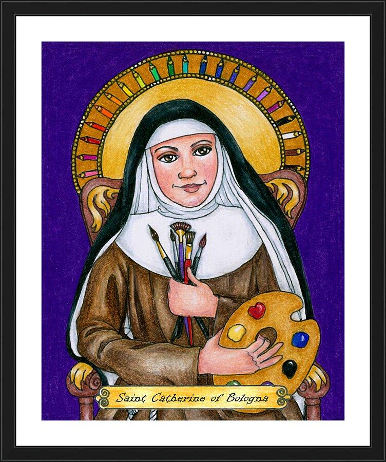 Wall Frame Black, Matted - St. Catherine of Bologna by Brenda Nippert - Trinity Stores