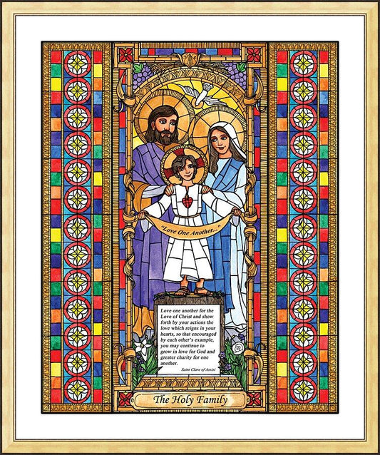 Wall Frame Gold, Matted - Holy Family by B. Nippert