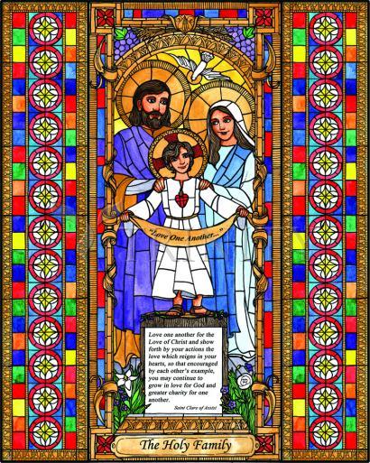 Wall Frame Black, Matted - Holy Family by B. Nippert