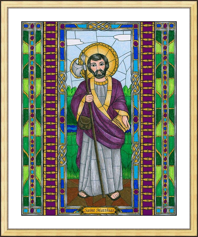 Wall Frame Gold, Matted - St. Matthias the Apostle by B. Nippert