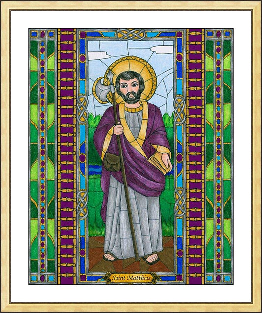 Wall Frame Gold, Matted - St. Matthias the Apostle by B. Nippert