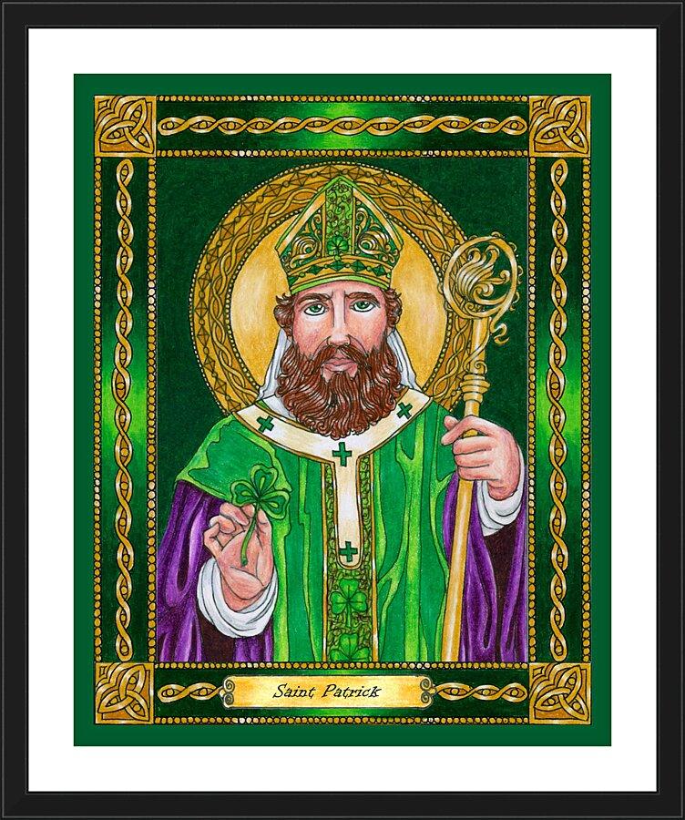 Wall Frame Black, Matted - St. Patrick by Brenda Nippert - Trinity Stores