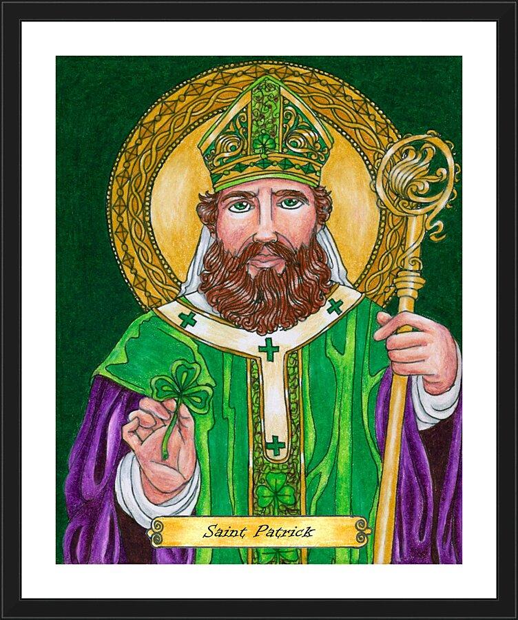 Wall Frame Black, Matted - St. Patrick by Brenda Nippert - Trinity Stores