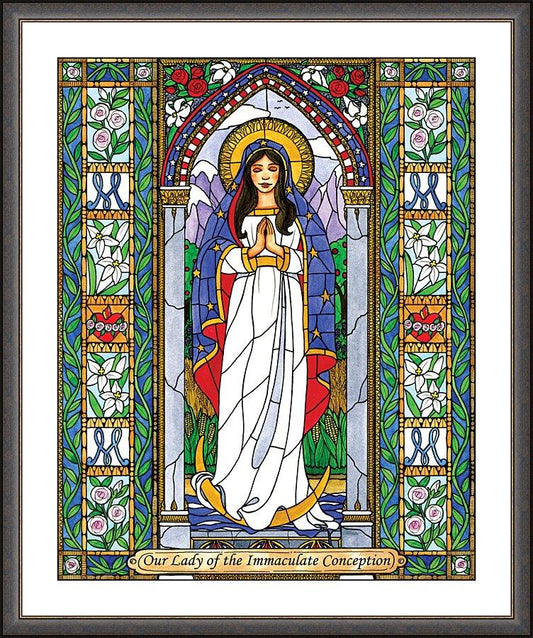 Wall Frame Espresso, Matted - Our Lady of the Immaculate Conception by B. Nippert