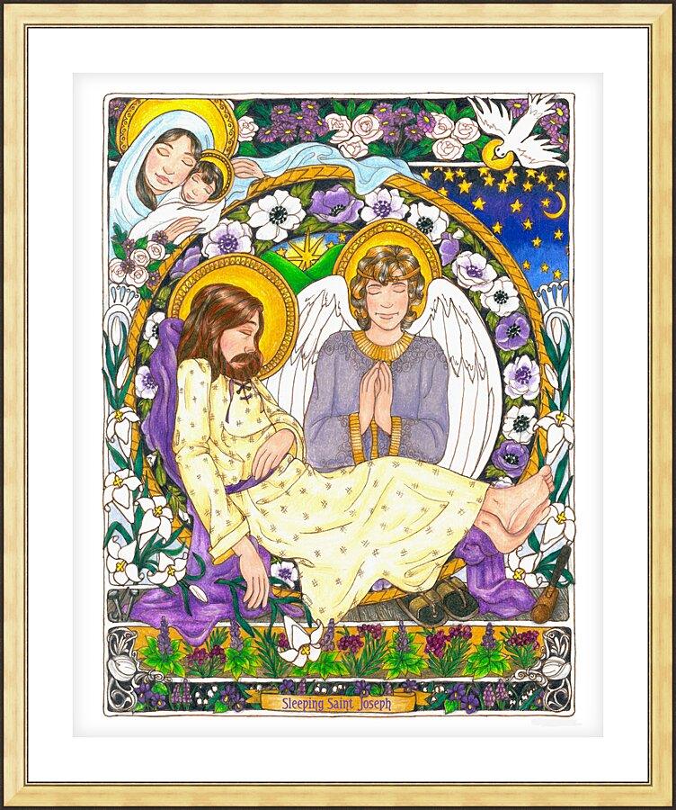Wall Frame Gold, Matted - St. Joseph Sleeping by Brenda Nippert - Trinity Stores
