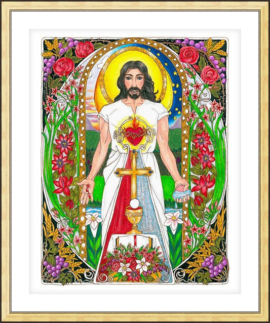Wall Frame Gold, Matted - Jesus by B. Nippert