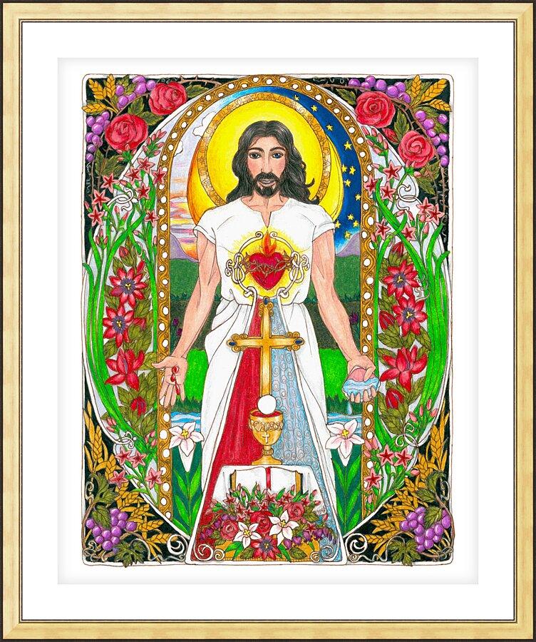 Wall Frame Gold, Matted - Jesus by Brenda Nippert - Trinity Stores