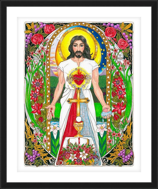 Wall Frame Black, Matted - Jesus by B. Nippert