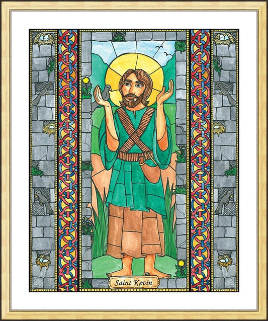 Wall Frame Gold, Matted - St. Kevin by B. Nippert