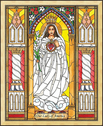 Wall Frame Gold - Our Lady of America by B. Nippert