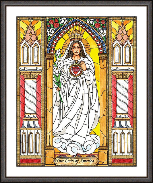 Wall Frame Espresso, Matted - Our Lady of America by B. Nippert