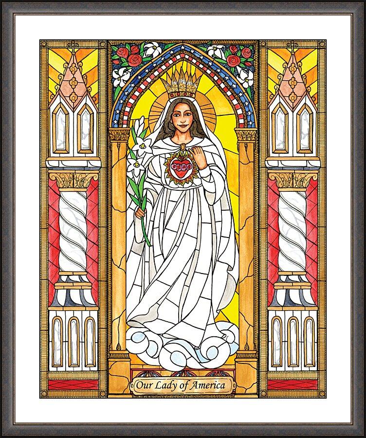 Wall Frame Espresso, Matted - Our Lady of America by Brenda Nippert - Trinity Stores