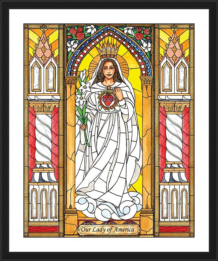 Wall Frame Black, Matted - Our Lady of America by Brenda Nippert - Trinity Stores