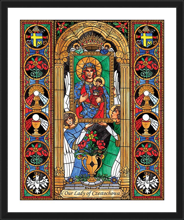 Wall Frame Black, Matted - Our Lady of Czestochowa by B. Nippert
