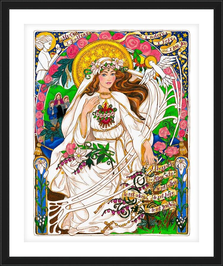 Wall Frame Black, Matted - Our Lady of Fatima by B. Nippert