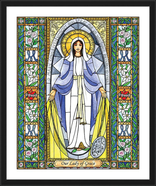 Wall Frame Black, Matted - Our Lady of Grace by B. Nippert