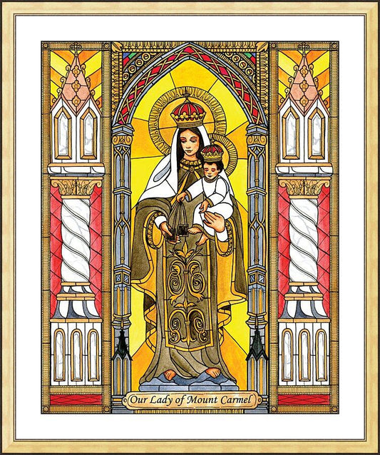 Wall Frame Gold, Matted - Our Lady of Mt. Carmel by B. Nippert