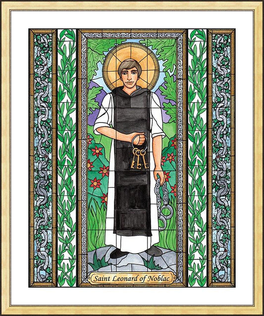 Wall Frame Gold, Matted - St. Leonard of Noblac by B. Nippert