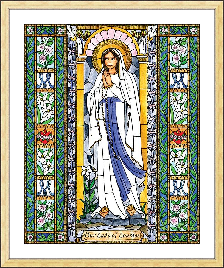Wall Frame Gold, Matted - Our Lady of Lourdes by Brenda Nippert - Trinity Stores