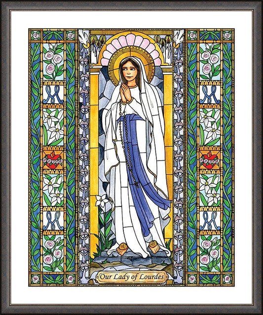 Wall Frame Espresso, Matted - Our Lady of Lourdes by B. Nippert