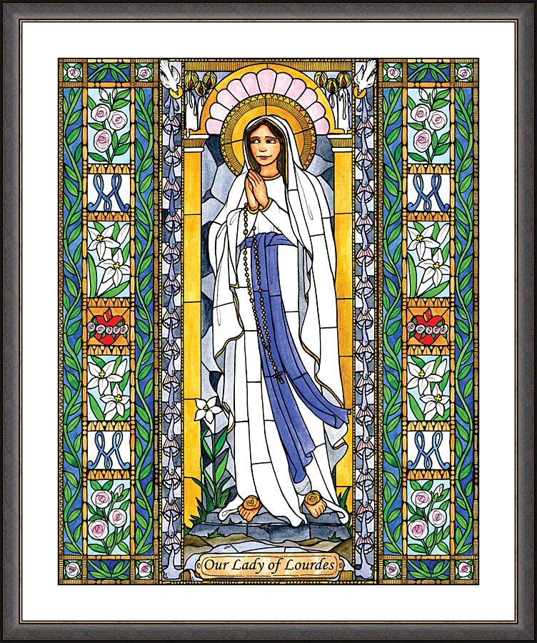 Wall Frame Espresso, Matted - Our Lady of Lourdes by Brenda Nippert - Trinity Stores