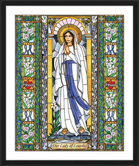 Wall Frame Black - Our Lady of Lourdes by B. Nippert