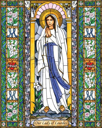 Wall Frame Espresso, Matted - Our Lady of Lourdes by Brenda Nippert - Trinity Stores