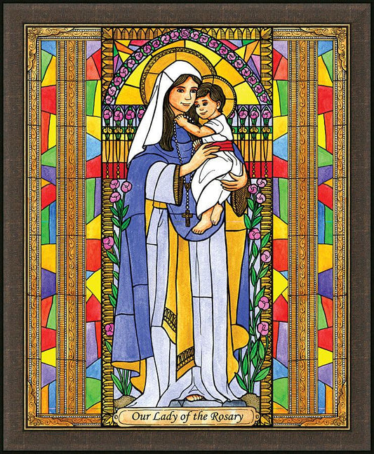 Wall Frame Espresso - Our Lady of the Rosary by B. Nippert