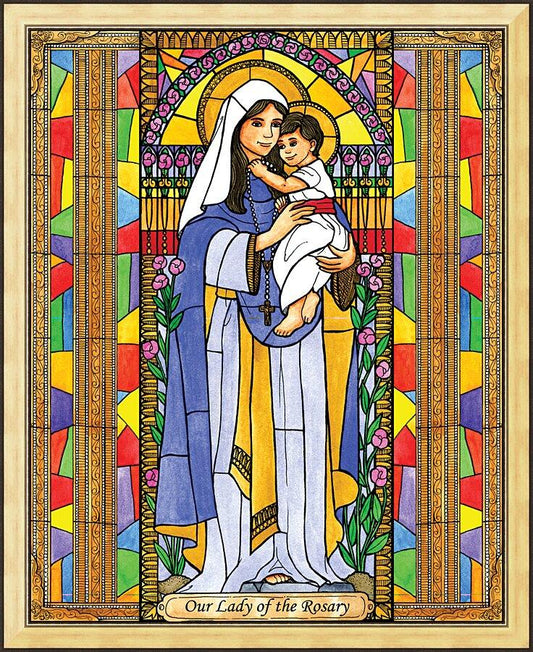Wall Frame Gold - Our Lady of the Rosary by B. Nippert