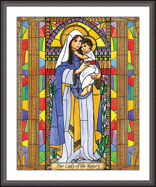 Wall Frame Espresso, Matted - Our Lady of the Rosary by B. Nippert
