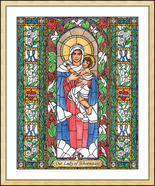 Wall Frame Gold, Matted - Our Lady of Schoenstatt by B. Nippert