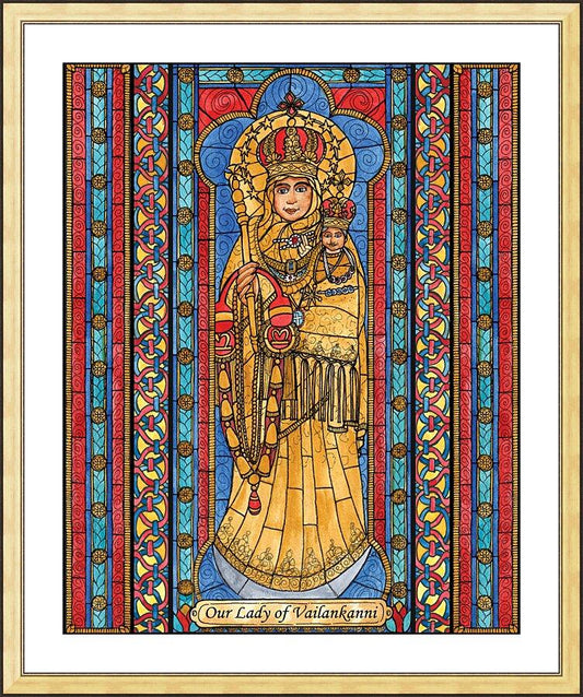 Wall Frame Gold, Matted - Our Lady of Vailankanni by Brenda Nippert - Trinity Stores