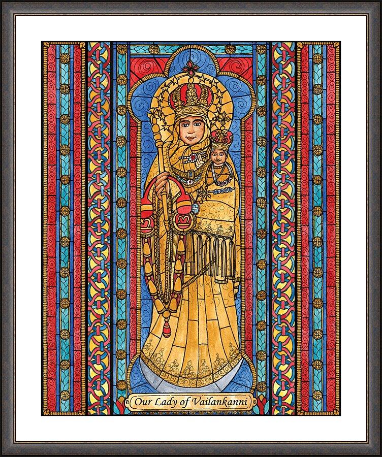 Wall Frame Espresso, Matted - Our Lady of Vailankanni by Brenda Nippert - Trinity Stores